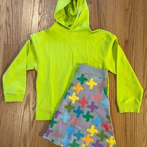 Kids Neon Green Hooded Sweatshirt - Bright Pullover Hoodie